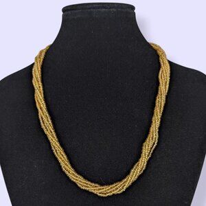 (2/$20) 6-Strand Yellow Seed Bead Torsade Necklace